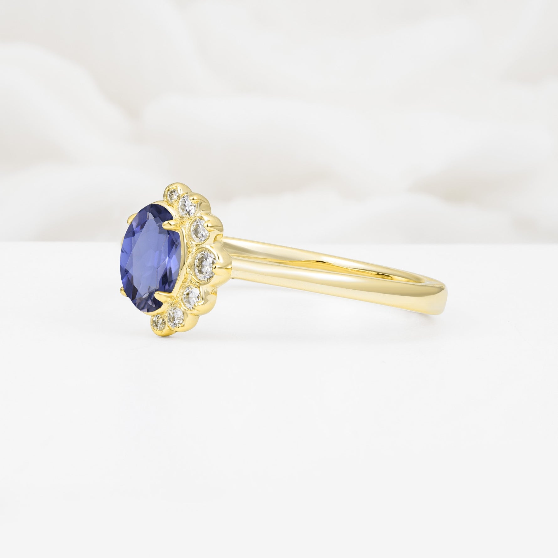 Timeless Oval Cut Cluster Tanzanite Engagement Ring - Additional view