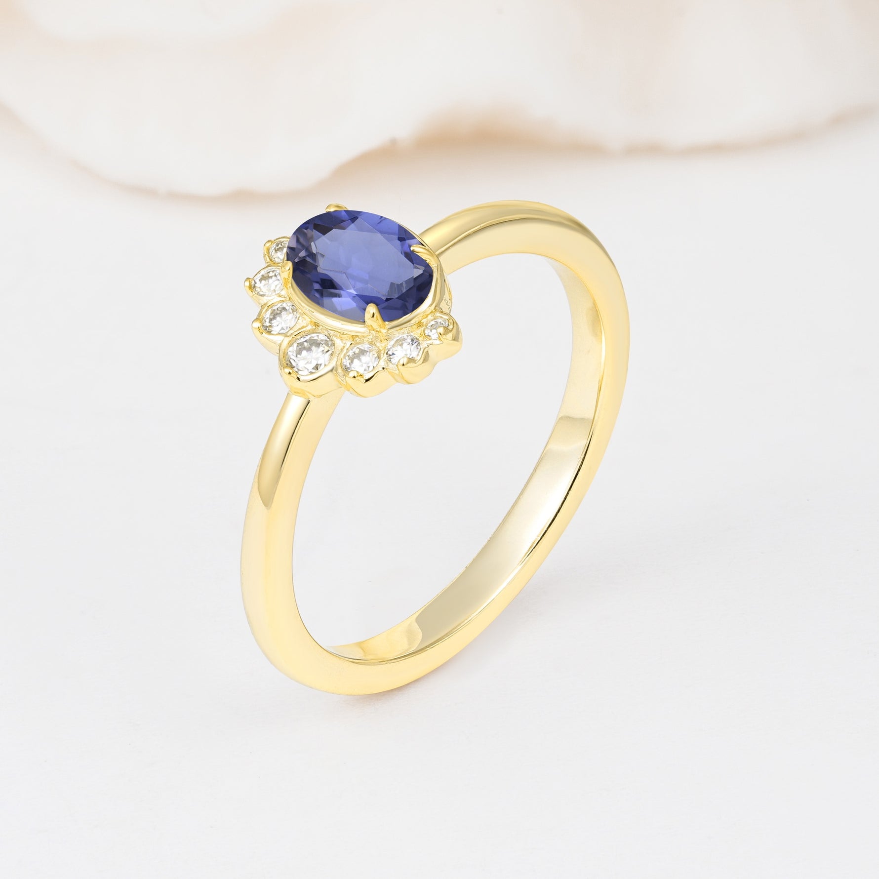 Timeless Oval Cut Cluster Tanzanite Engagement Ring - Additional view