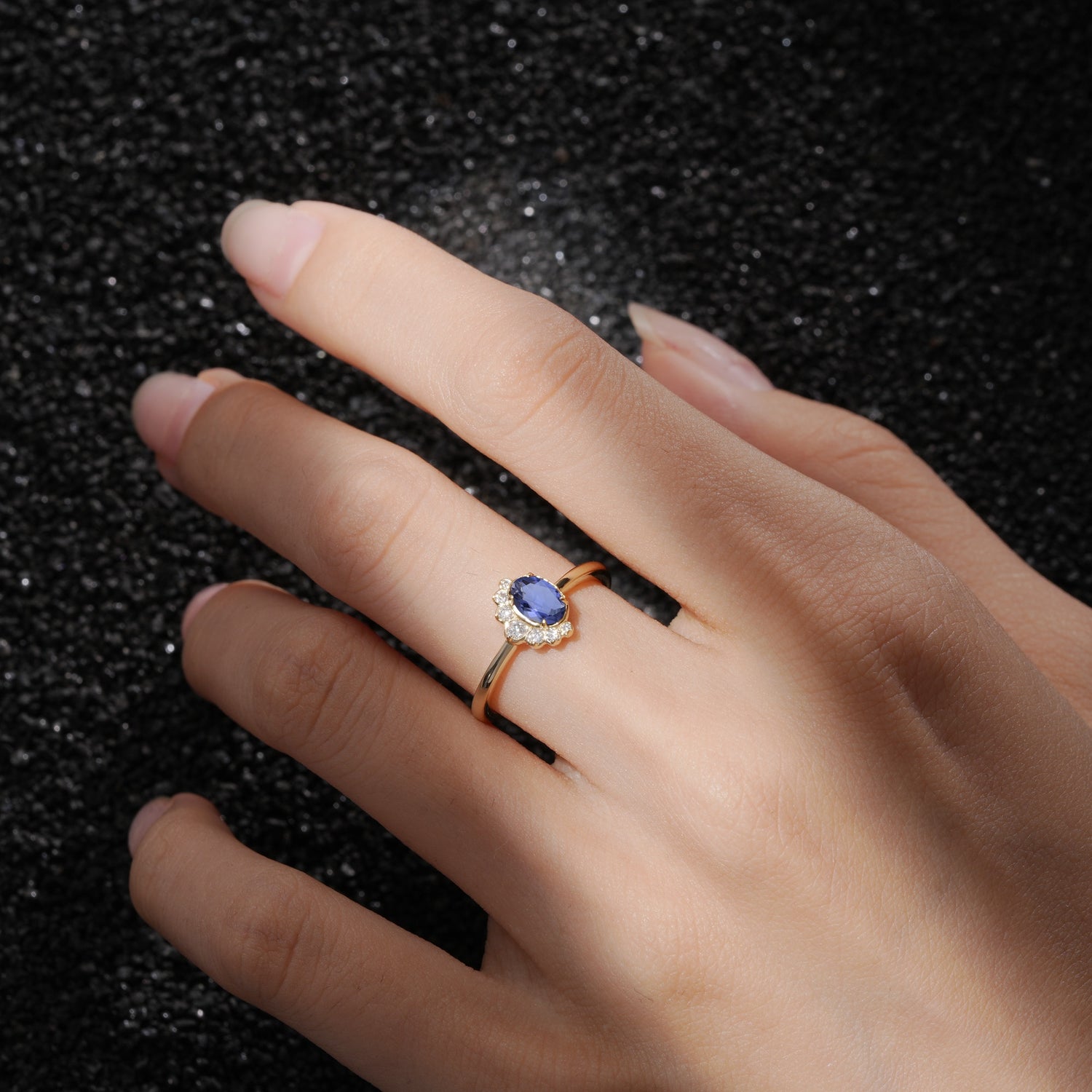 Timeless Oval Cut Cluster Tanzanite Engagement Ring - Additional view
