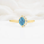 Timeless Oval Cut Cluster Turquoise Engagement Ring - Additional view