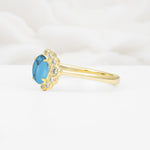 Timeless Oval Cut Cluster Turquoise Engagement Ring - Additional view