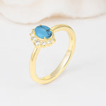Timeless Oval Cut Cluster Turquoise Engagement Ring - Additional view