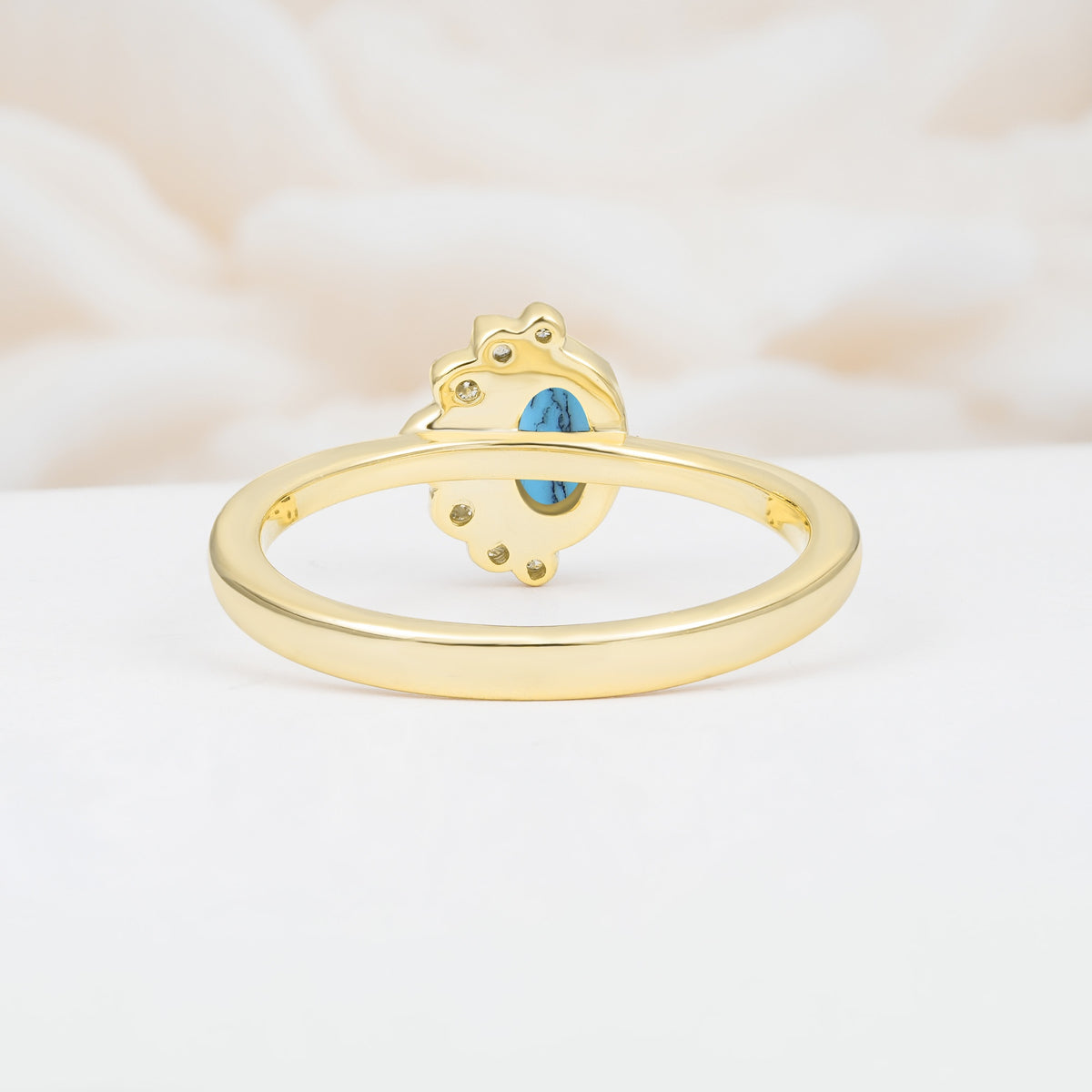 Timeless Oval Cut Cluster Turquoise Engagement Ring - Additional view