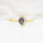 Timeless Oval Cut Cluster Black Rutilated Quartz Engagement Ring - Additional view