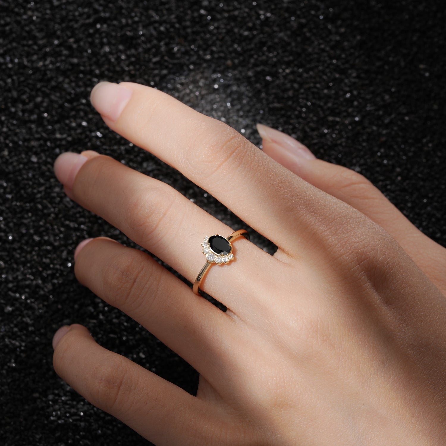 SR06718 Black Onyx Ring - Rose-Gold