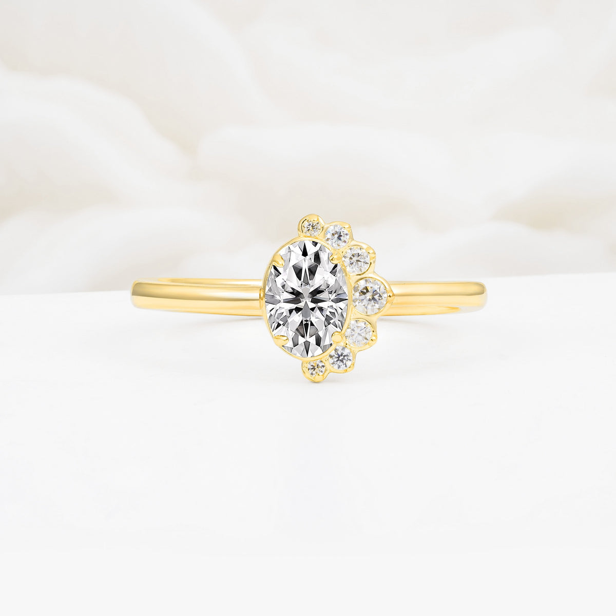 Timeless Oval Cut Cluster Lab Diamond Engagement Ring - Additional view