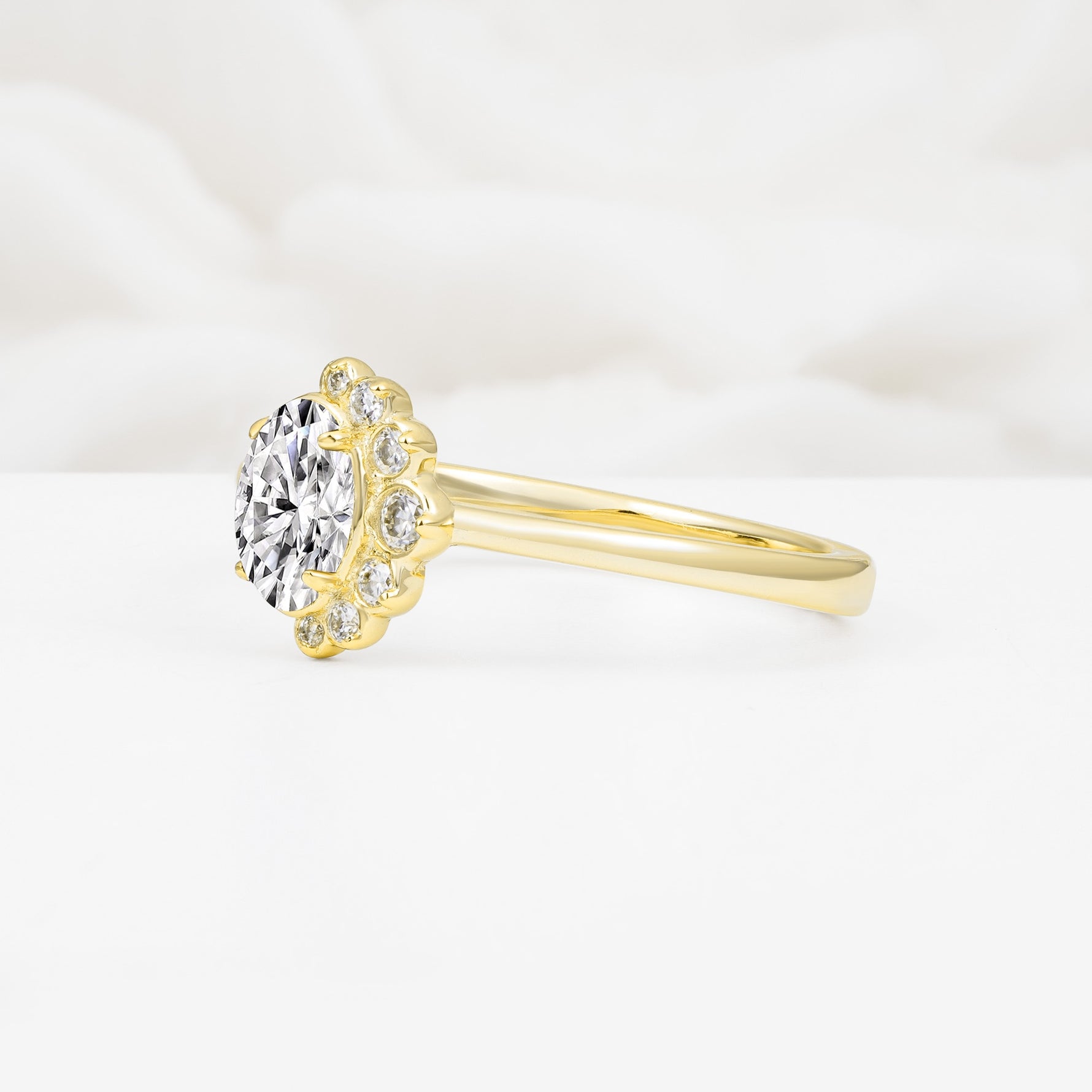 Timeless Oval Cut Cluster Lab Diamond Engagement Ring - Additional view