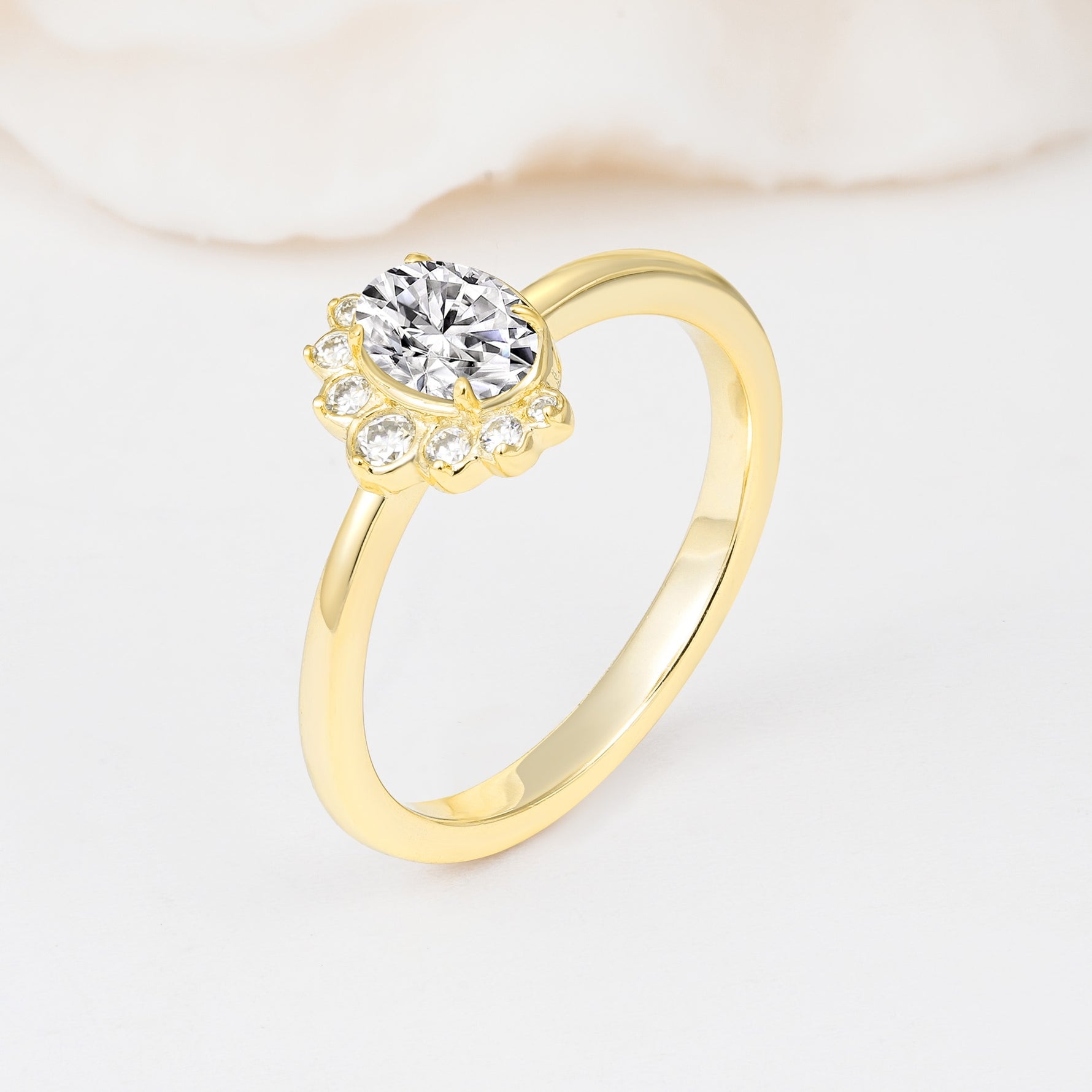 Timeless Oval Cut Cluster Lab Diamond Engagement Ring - Additional view