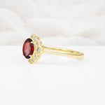 Timeless Oval Cut Cluster Garnet Engagement Ring - Additional view