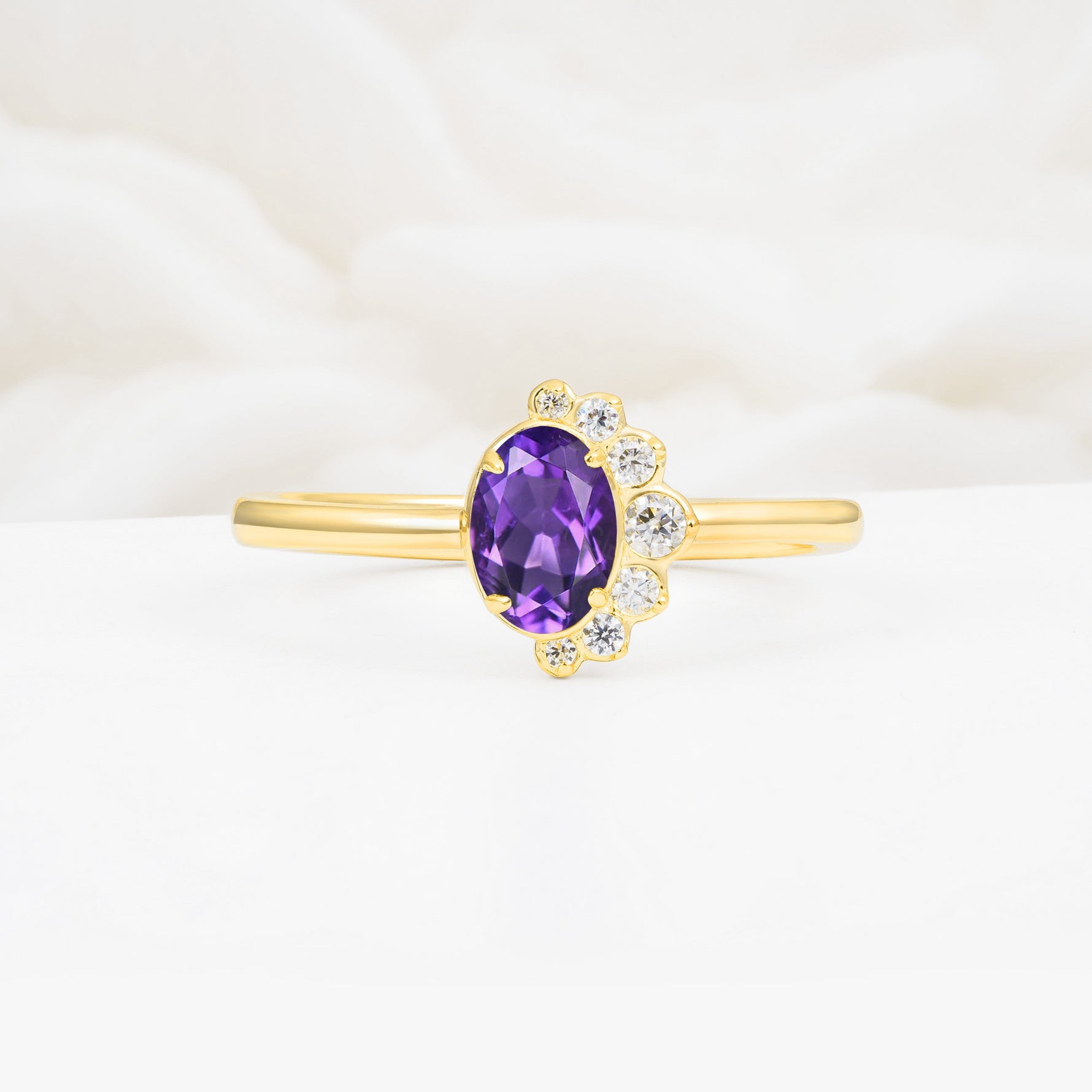 Timeless Oval Cut Cluster Amethyst Engagement Ring - Additional view