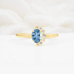 Timeless Oval Cut Cluster Aquamarine Engagement Ring - Additional view