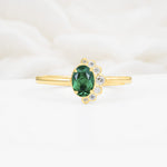 Timeless Oval Cut Cluster Emerald Engagement Ring - Additional view