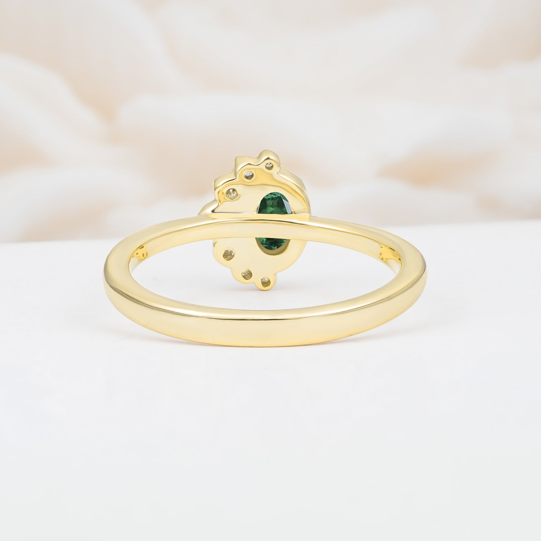 Timeless Oval Cut Cluster Emerald Engagement Ring - Additional view