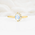 Timeless Oval Cut Cluster Moonstone Engagement Ring - Additional view
