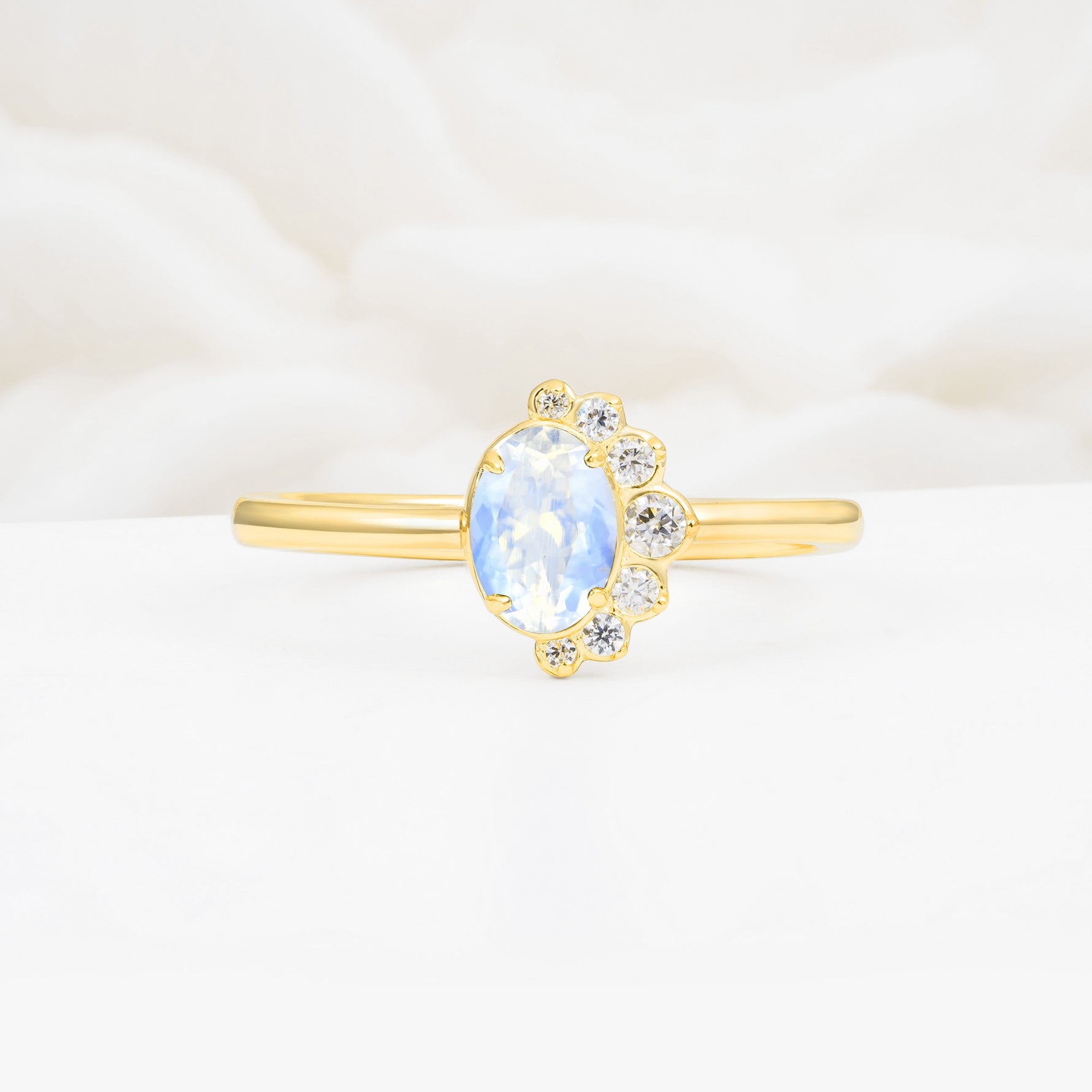 Timeless Oval Cut Cluster Moonstone Engagement Ring - Additional view