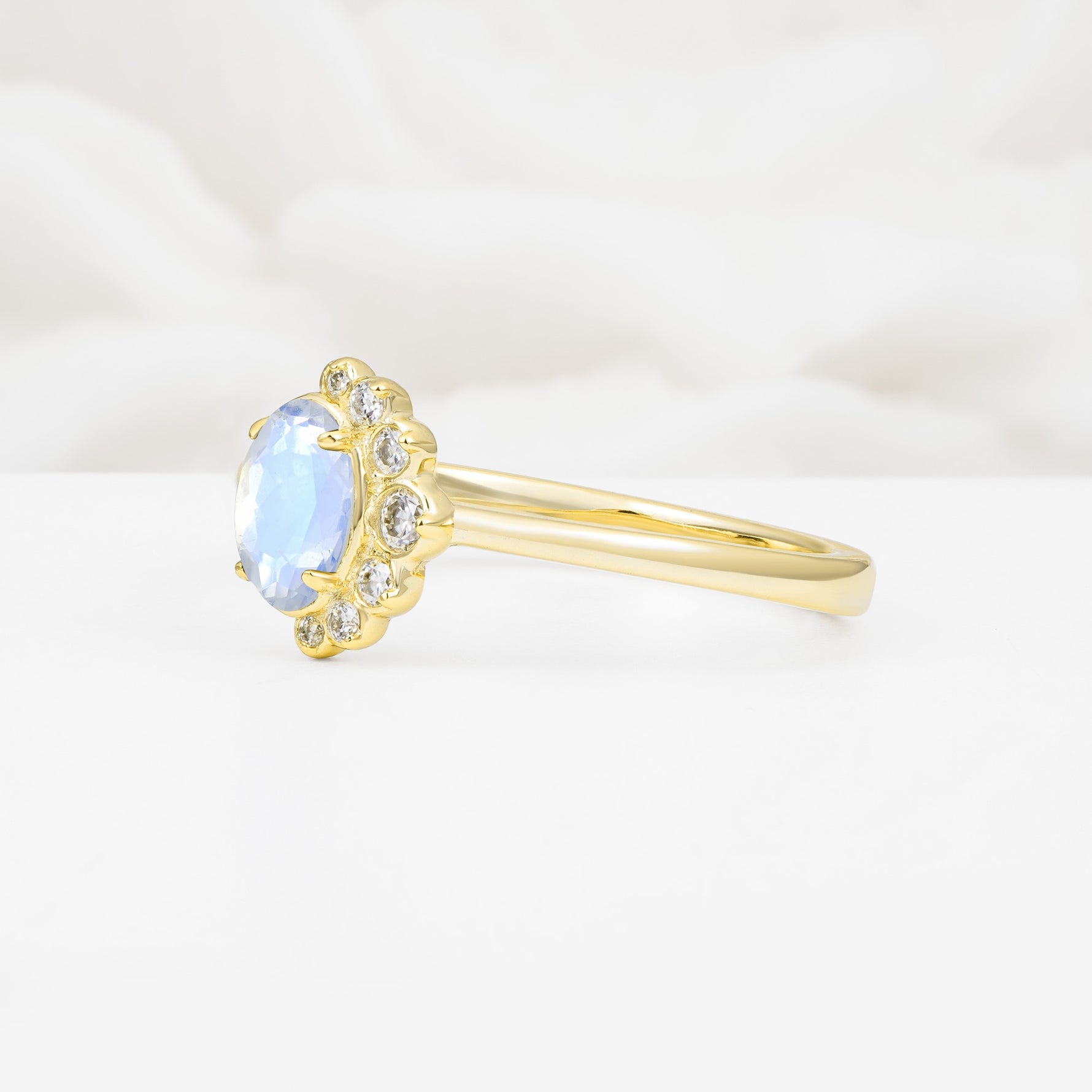 Timeless Oval Cut Cluster Moonstone Engagement Ring - Additional view