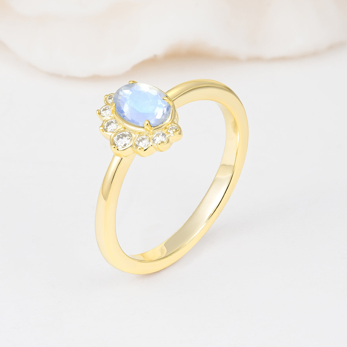 Timeless Oval Cut Cluster Moonstone Engagement Ring - Additional view