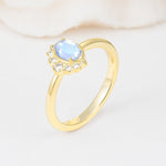 Timeless Oval Cut Cluster Moonstone Engagement Ring - Additional view