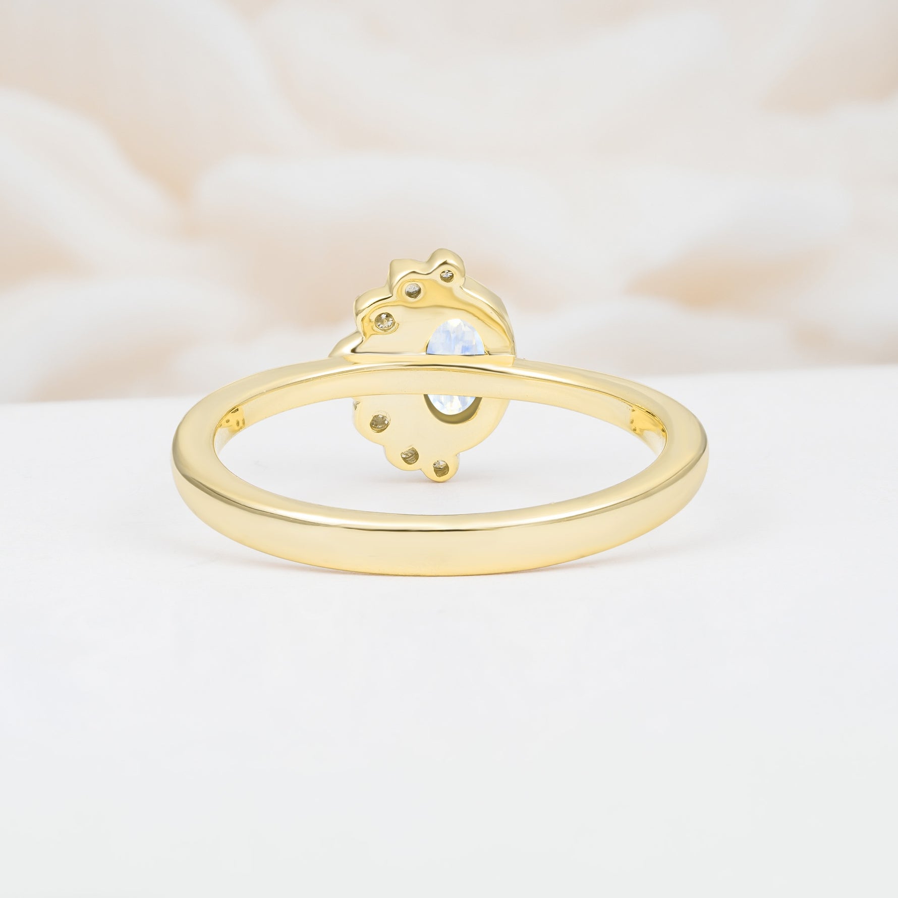 Timeless Oval Cut Cluster Moonstone Engagement Ring - Additional view