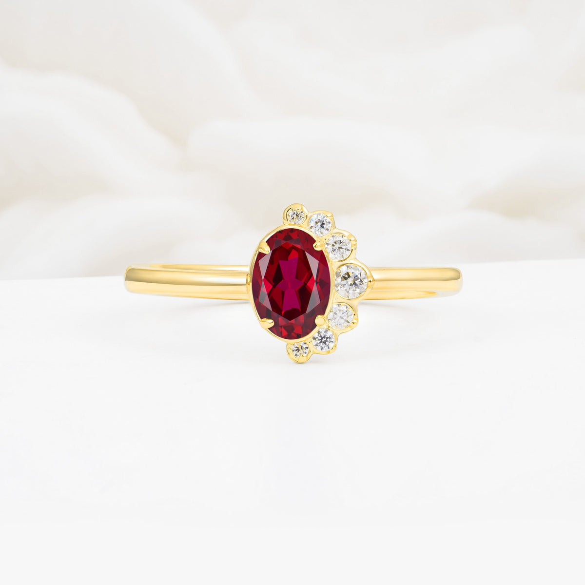 Timeless Oval Cut Cluster Ruby Engagement Ring - Additional view