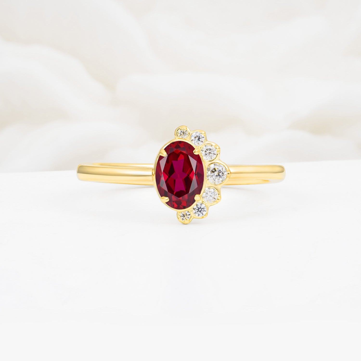 Timeless Oval Cut Cluster Ruby Engagement Ring - Additional view
