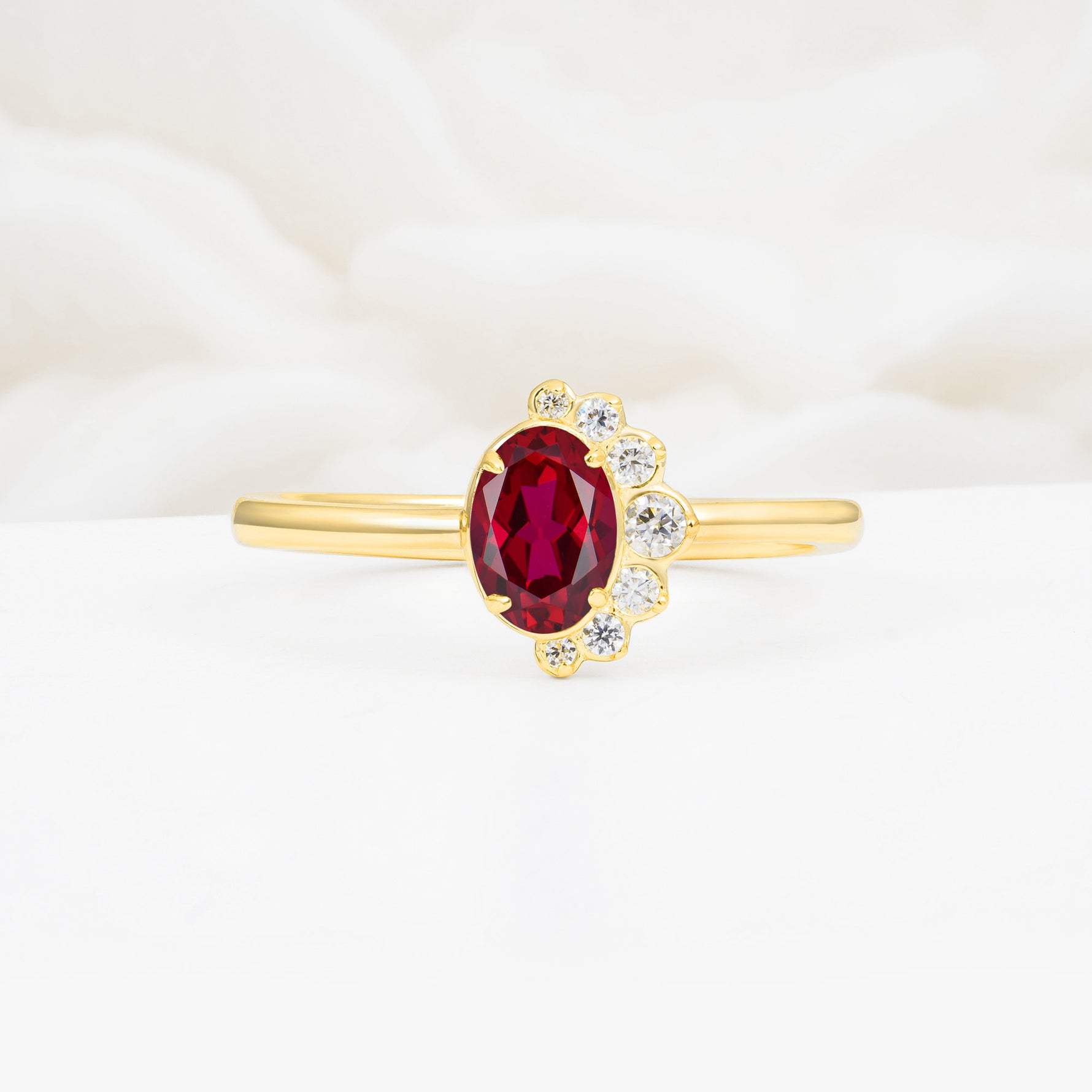Timeless Oval Cut Cluster Ruby Engagement Ring - Additional view