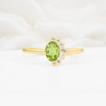 Timeless Oval Cut Cluster Peridot Engagement Ring - Additional view