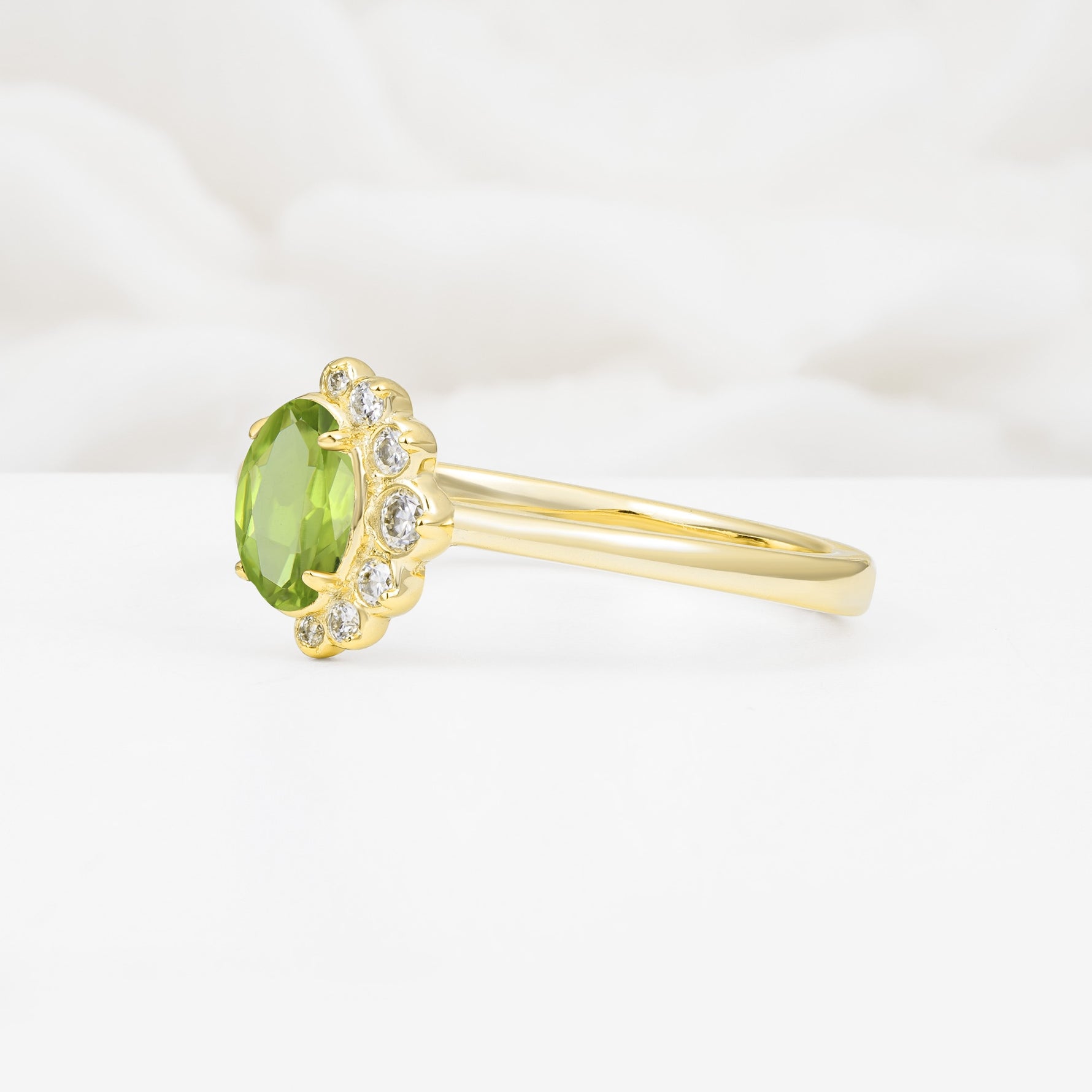 Timeless Oval Cut Cluster Peridot Engagement Ring - Additional view