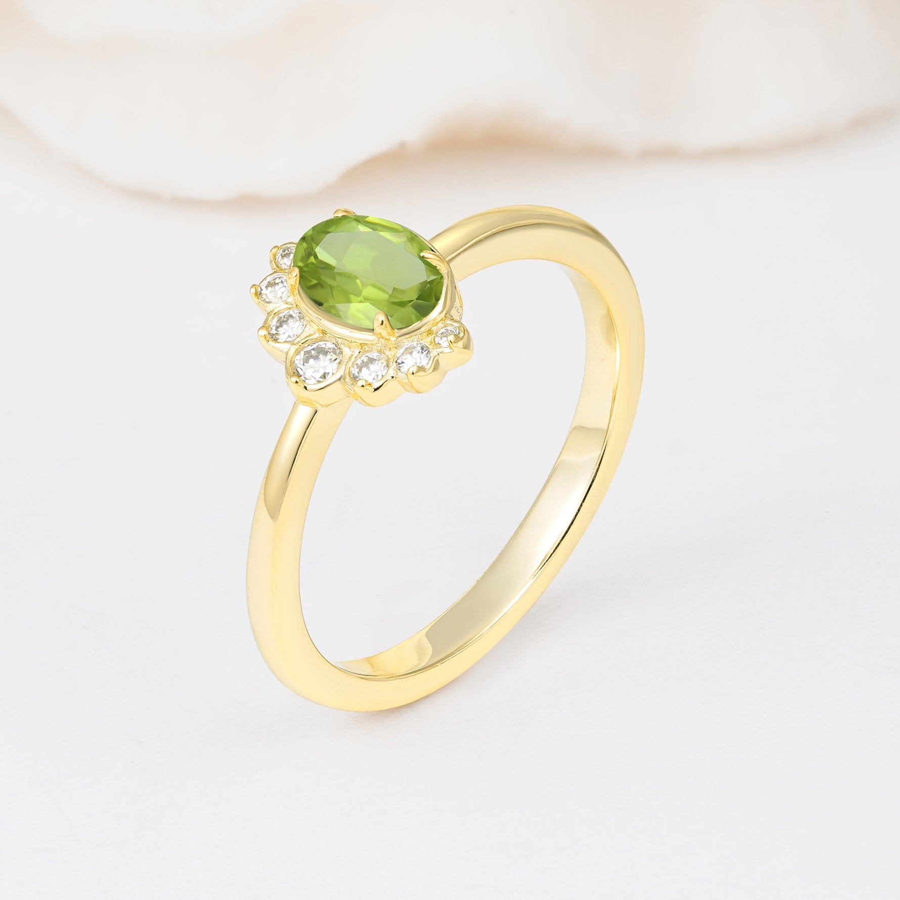 Timeless Oval Cut Cluster Peridot Engagement Ring - Additional view