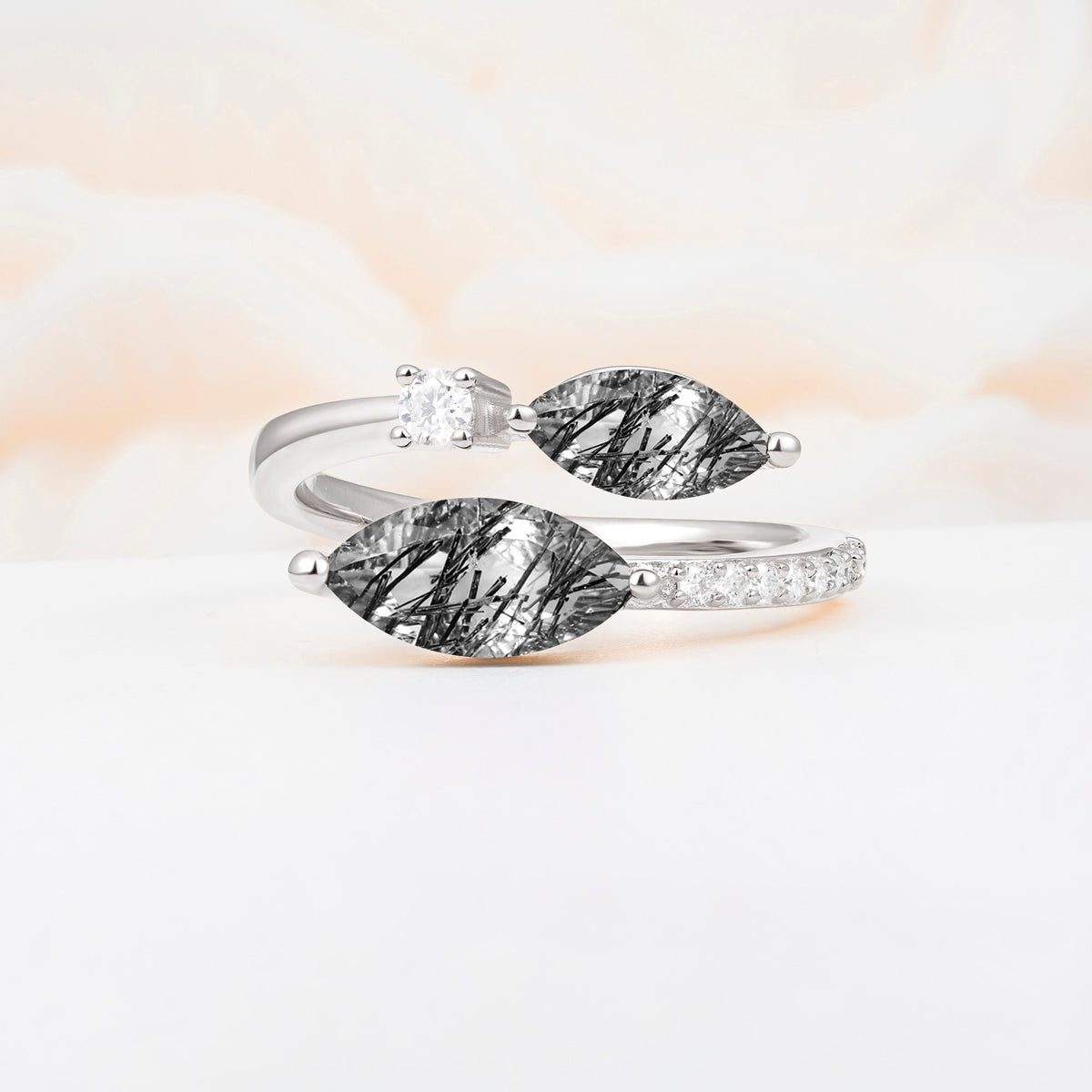 SR06737 Black Rutilated Quartz Ring - Additional view