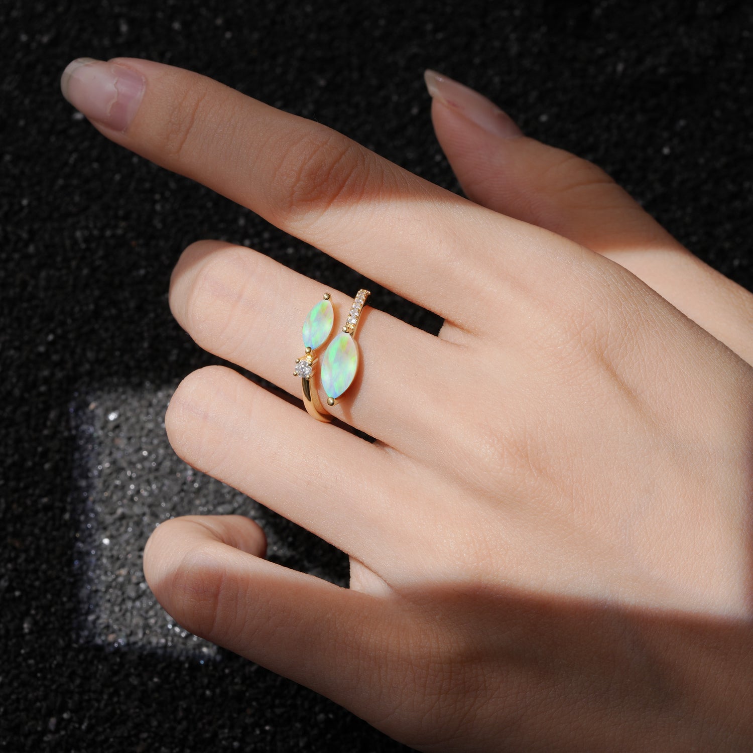 Rugged Opal Men's Bypass Ring