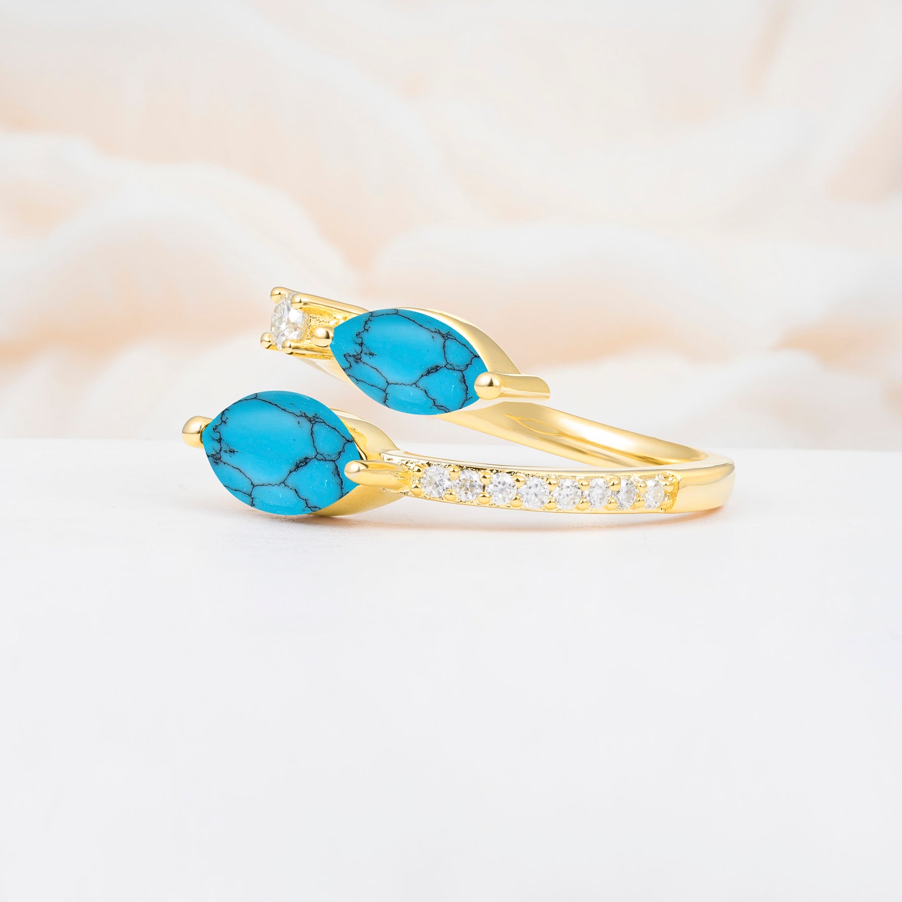 SR06737 Turquoise Ring - White-Gold