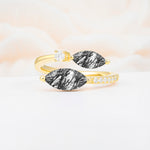 SR06737 Black Rutilated Quartz Ring - Yellow-Gold