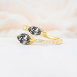 SR06737 Black Rutilated Quartz Ring - White-Gold