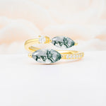 SR06737 Moss Agate Ring - Yellow-Gold