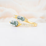 SR06737 Moss Agate Ring - White-Gold