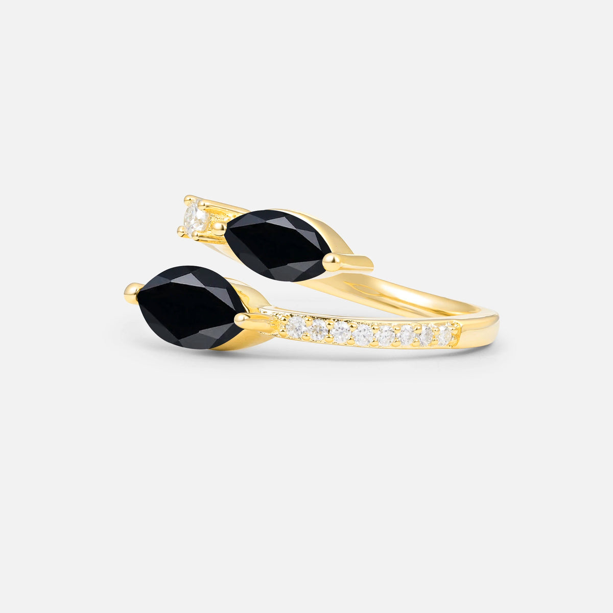 SR06737 Black Onyx Ring - White-Gold