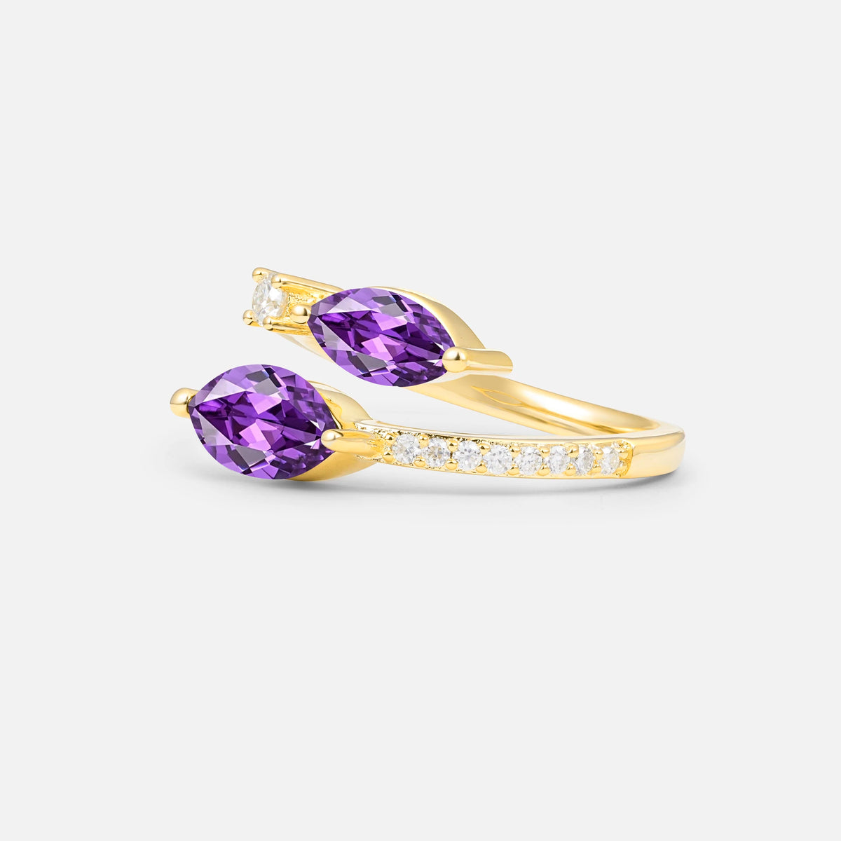 SR06737 Amethyst Ring - White-Gold