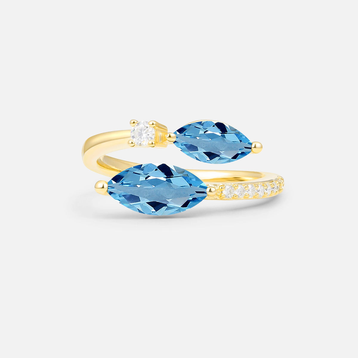 SR06737 Aquamarine Ring - Yellow-Gold