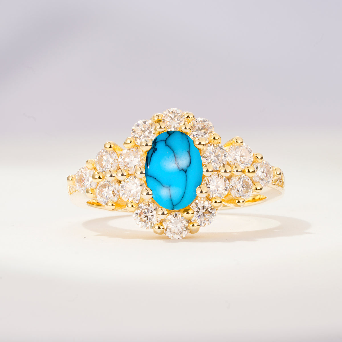 SR06742 Turquoise Ring - Yellow-Gold