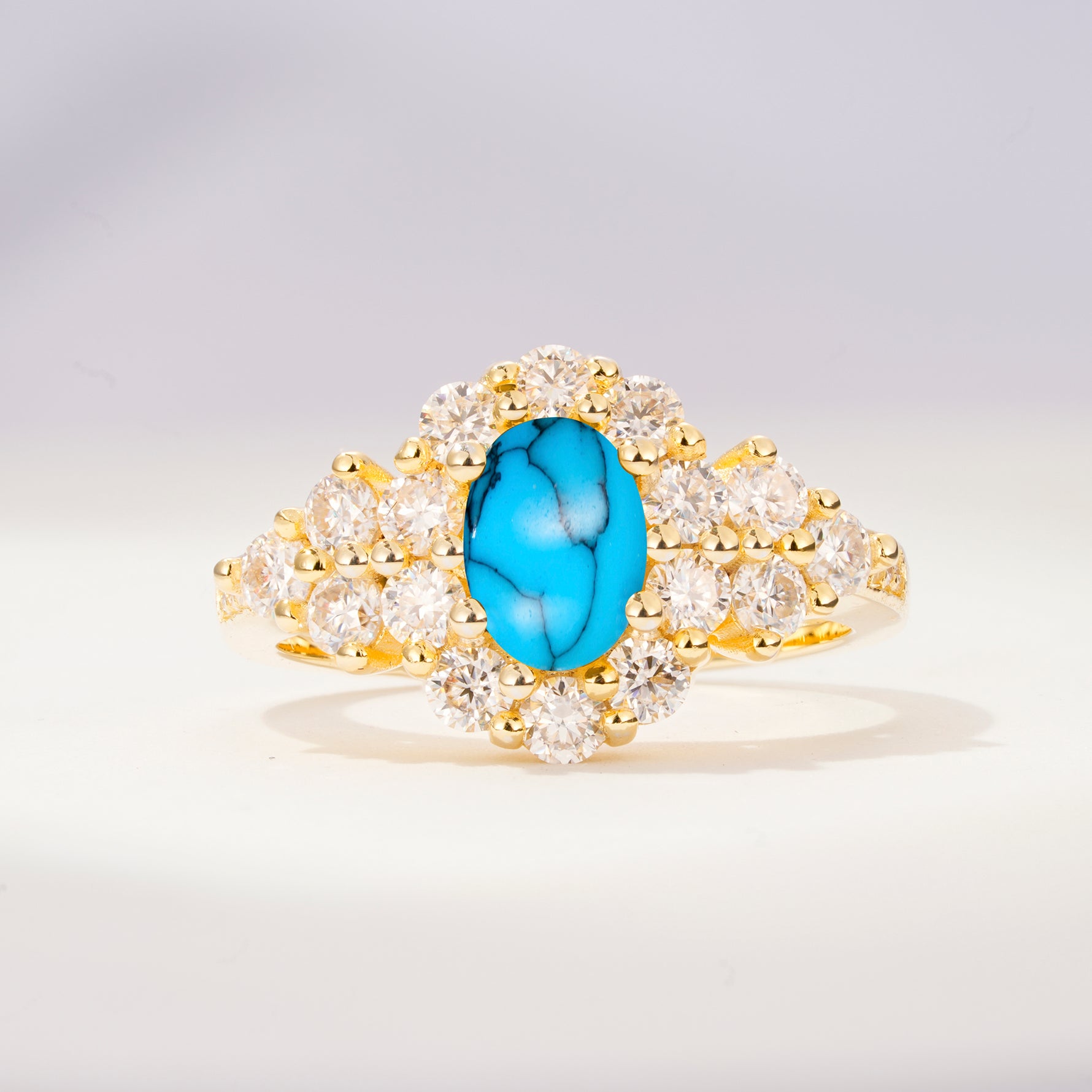 SR06742 Turquoise Ring - Yellow-Gold