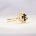 SR06742 Black Rutilated Quartz Ring - White-Gold