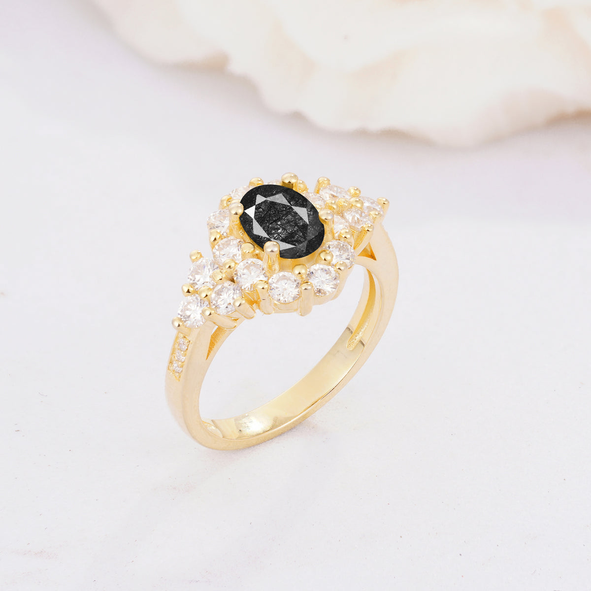 SR06742 Black Rutilated Quartz Ring - Additional view