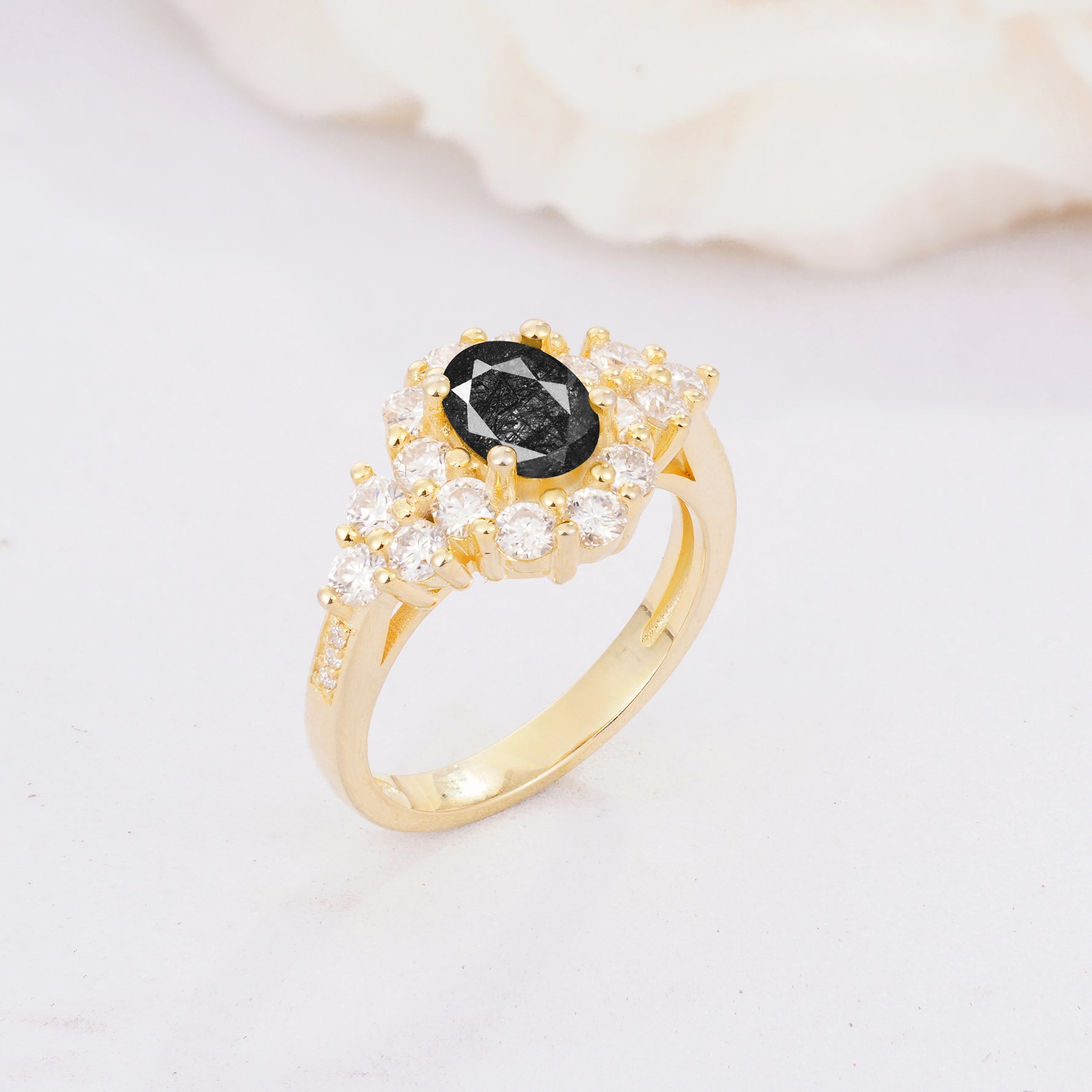 SR06742 Black Rutilated Quartz Ring - Additional view