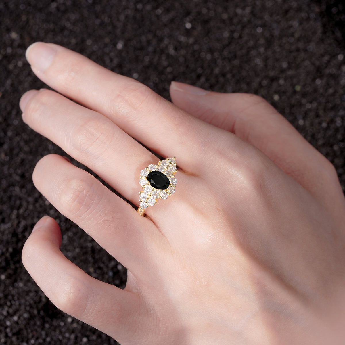 SR06742 Black Onyx Ring - Rose-Gold