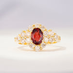SR06742 Garnet Ring - Yellow-Gold