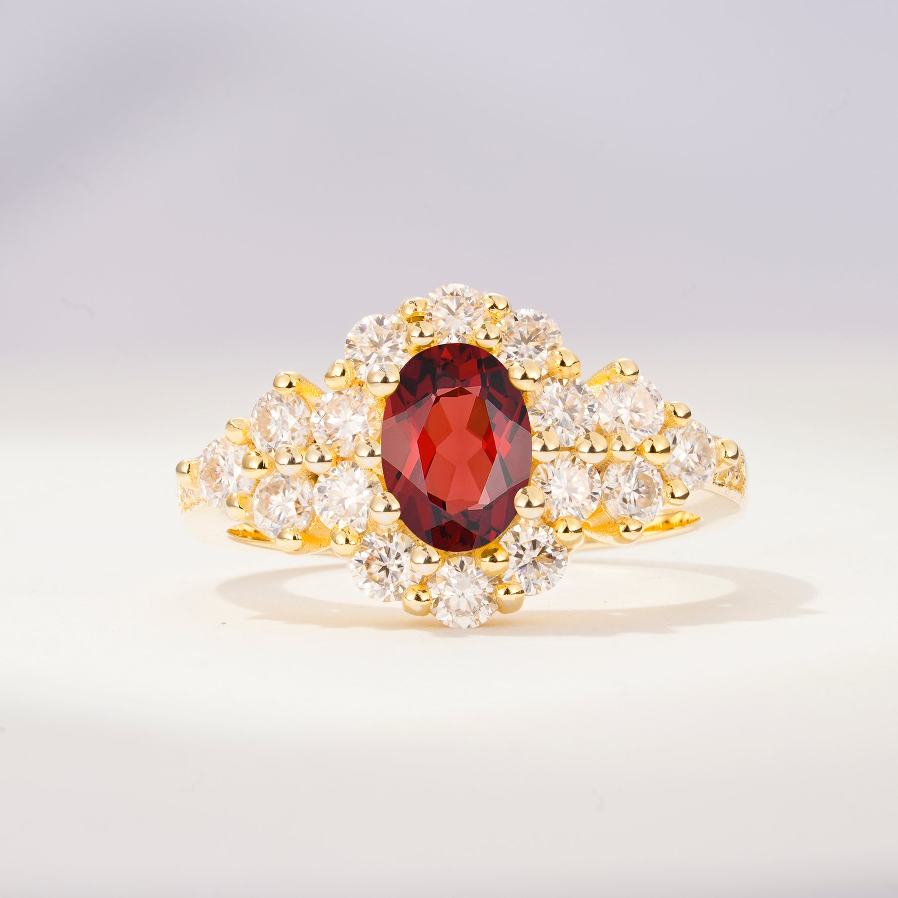 SR06742 Garnet Ring - Yellow-Gold