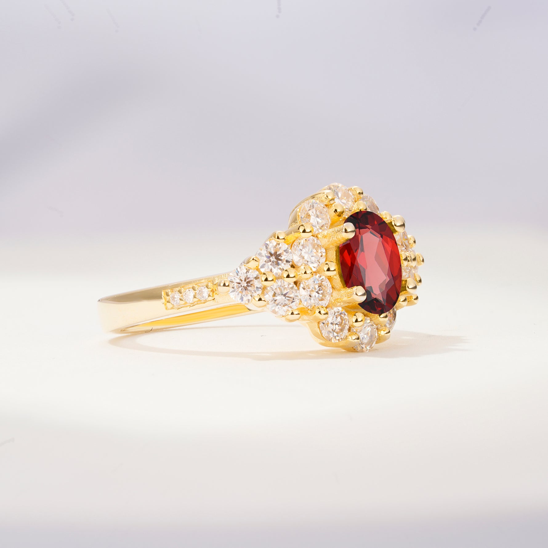 SR06742 Garnet Ring - White-Gold