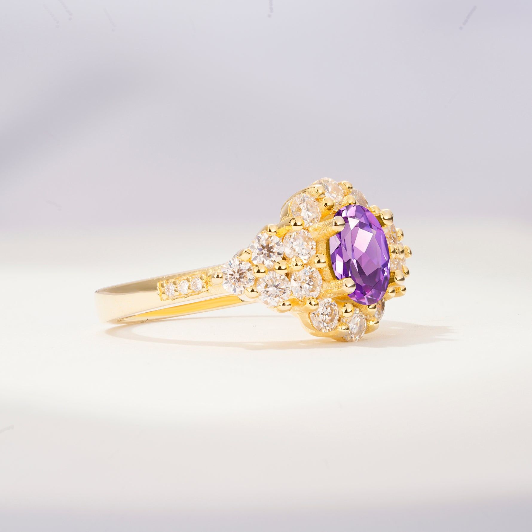 SR06742 Amethyst Ring - White-Gold