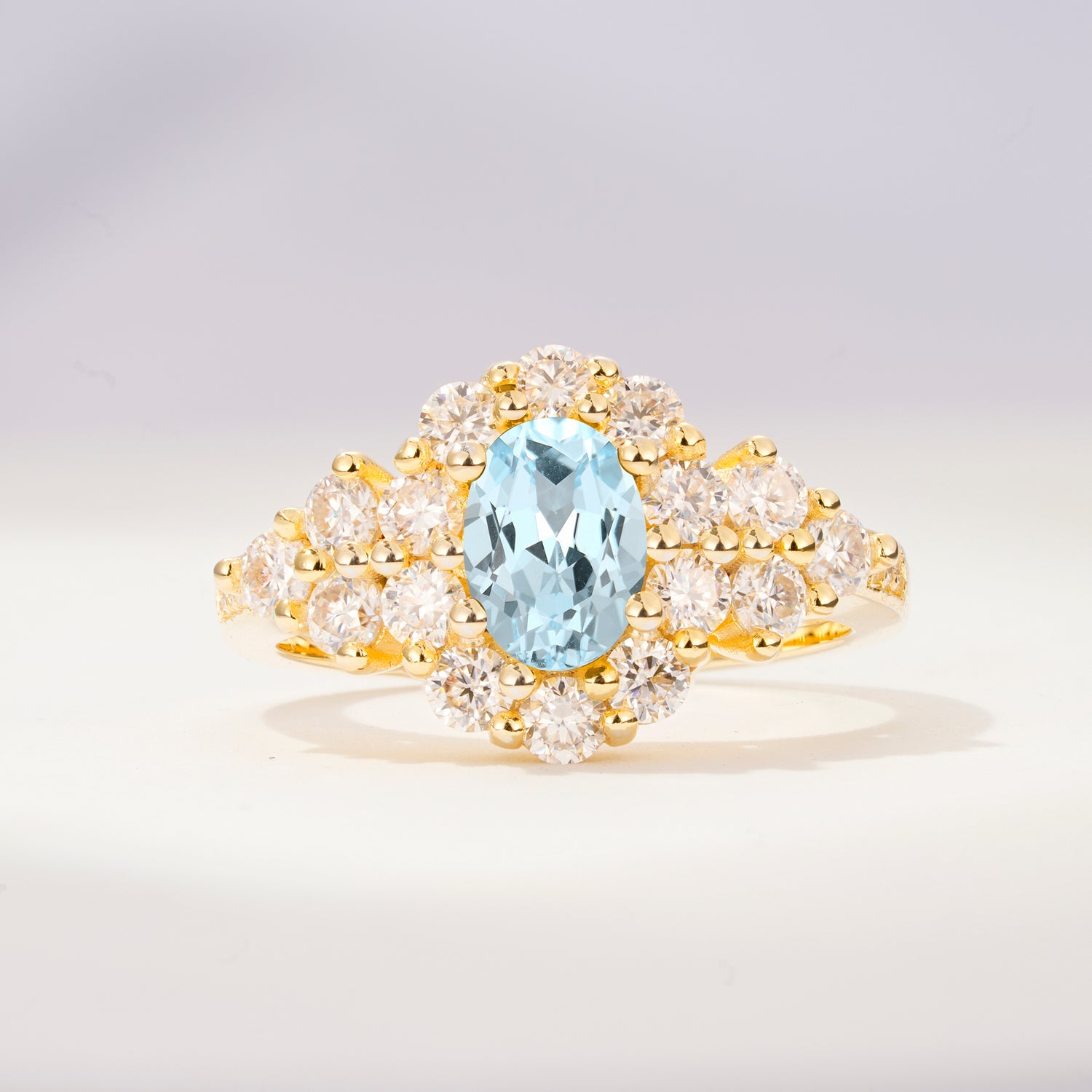 SR06742 Aquamarine Ring - Yellow-Gold